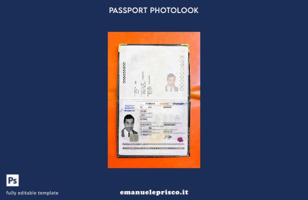 modello di aspetto fotografico del passaporto rumeno in stile verificato